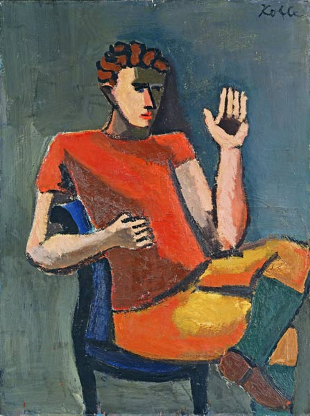 Seated Man with a Raised Hand van Helmut von Hugel Kolle