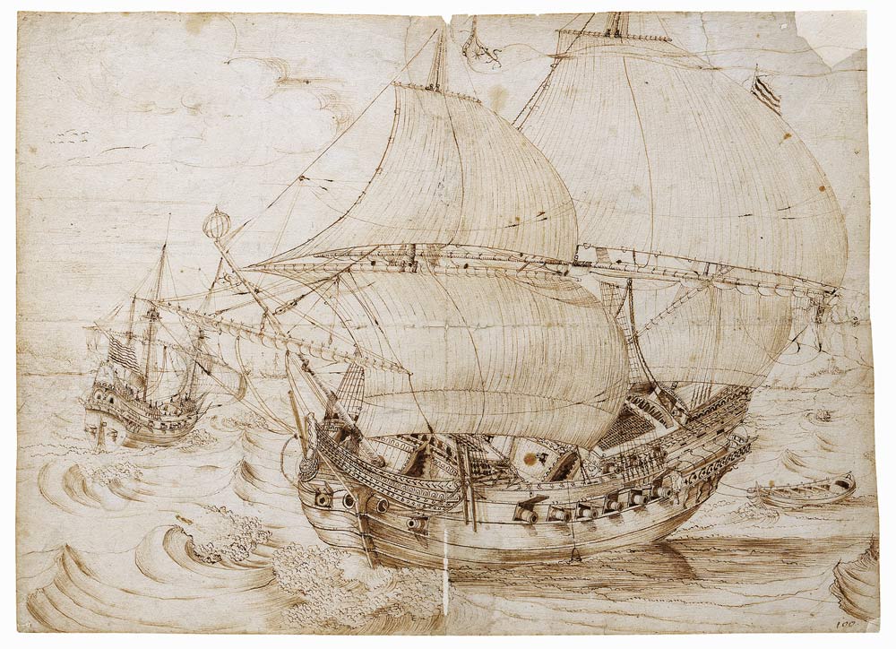 Holländisches Kriegsschiff unter vollen Segeln van Hendrik Cornelisz. Vroom