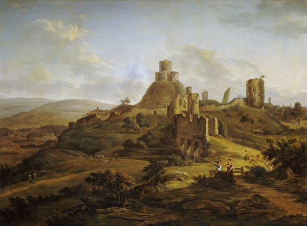 Blick auf das Launceton Castle van Hendrik Frans de Coort