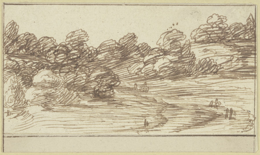 Hilly tree landscape van Hendrik Goudt