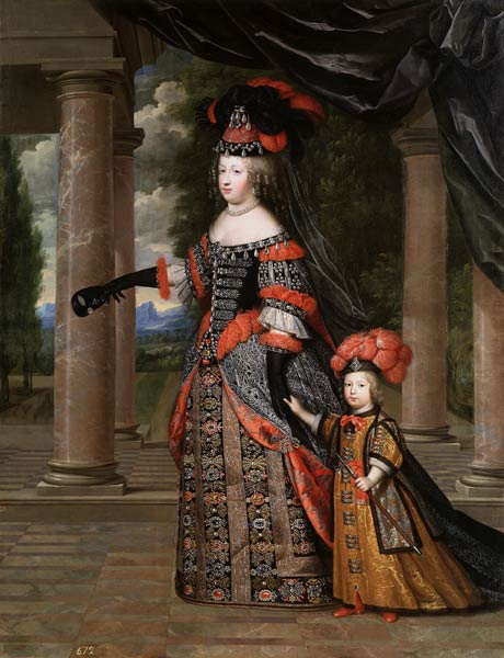 Maria Theresa of Spain with Her son, the Dauphin, Louis of France van Henri Beaubrun