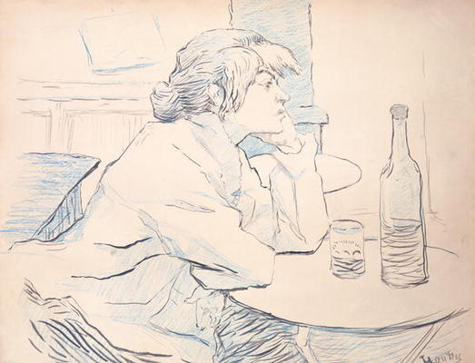 Woman Drinker, or The Hangover, 1889 (ink and coloured pencil) van Henri de Toulouse-Lautrec