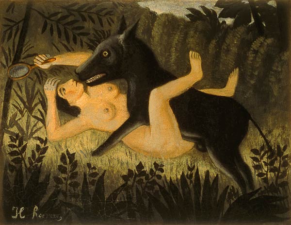 Beauty and the Beast van Henri Julien-Félix Rousseau
