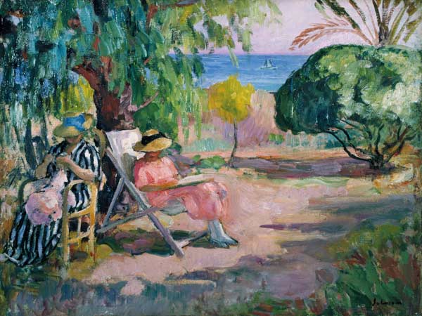 Zomerdag in een tuin aan zee van Henri Lebasque