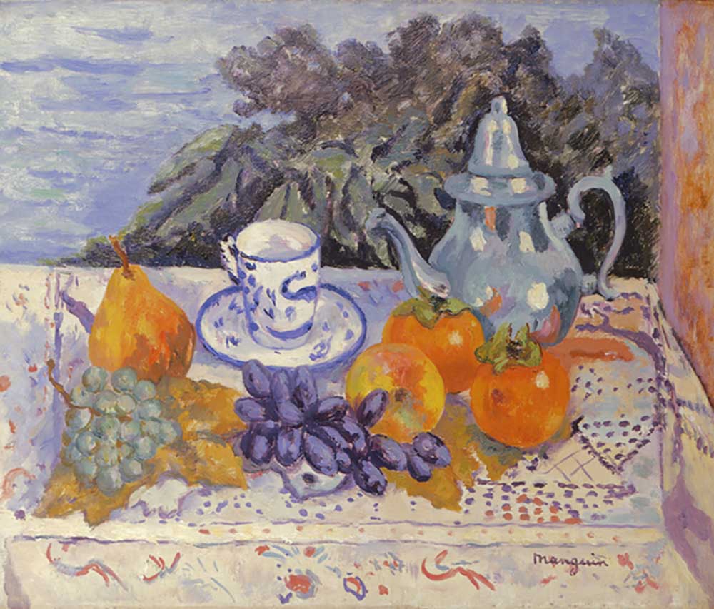 Pomegranates, Persimmon, Tin, 1941 van Henri Manguin