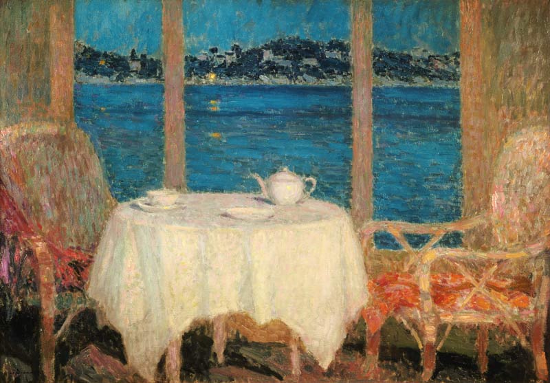 The Terrace in Front of the Bay of St. Tropez van Henri Eugene Augustin Le Sidaner