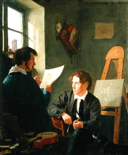 Hermann Kauffmann and Georg Haeselich (1806-94) in Kauffmanns Munich Studio van Hermann Kauffmann