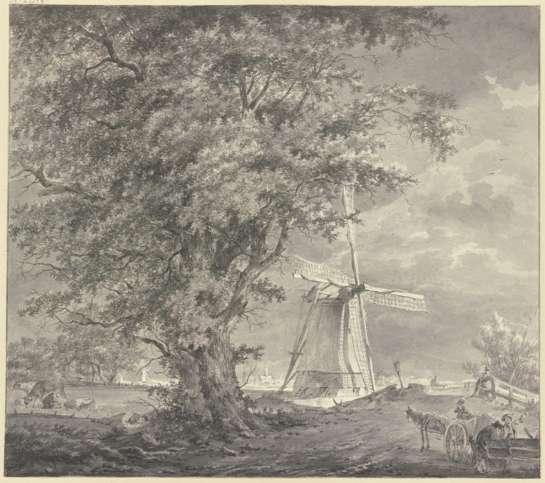 Windmühle bei einem Eichbaum van Hermanus van Brussel