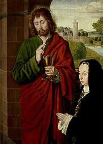 Anne de Beaujeu, Herzogin von Bourbon, und Johannes der Evangelist. van Hey, Jean  Meister von Moulins