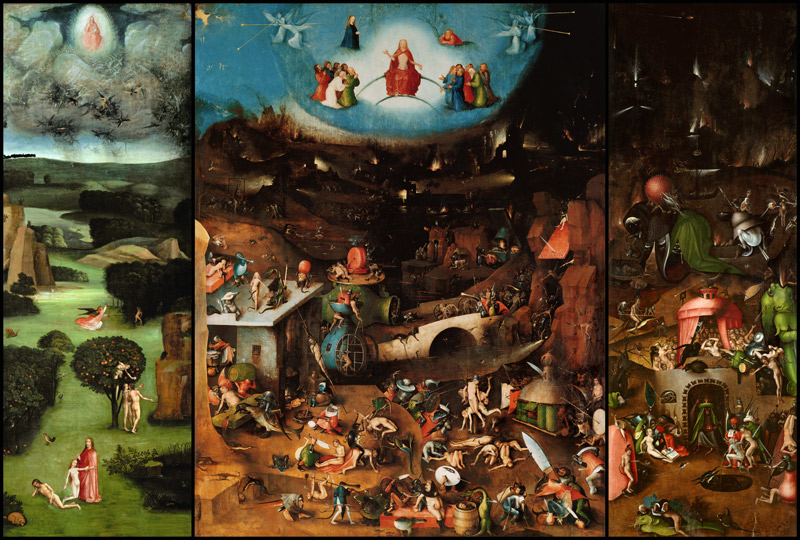 Het laatste oordeel schilderij van Hieronymus Bosch Als reproductie  kunstdruk of als handgeschilderd olieverfschilderij