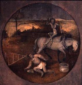 Ploughman unhorsed by demon