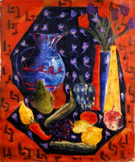 Blue and Red Jug, 2003 (oil on canvas)  van Hilary  Rosen