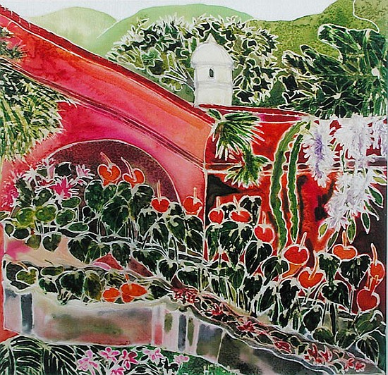 In Our Garden, Antigua (coloured inks on silk)  van Hilary  Simon