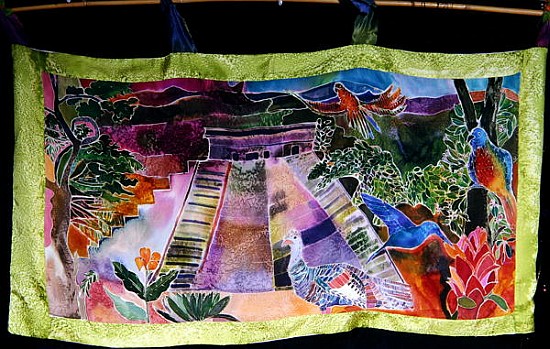Mayan Temple, 2005 (dyes on silk)  van Hilary  Simon