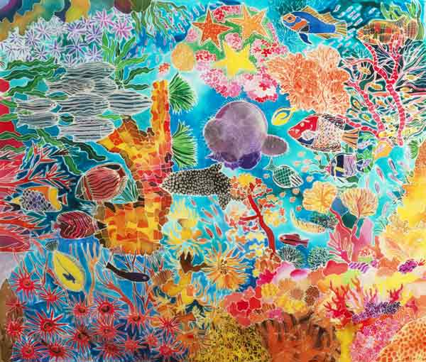 Tropical Coral, 1993 (coloured ink on silk)  van Hilary  Simon