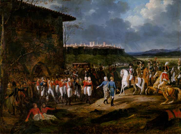 The English Prisoners at Astorga Being Presented to Napoleon Bonaparte (1769-1821) in 1809 van Hippolyte Lecomte