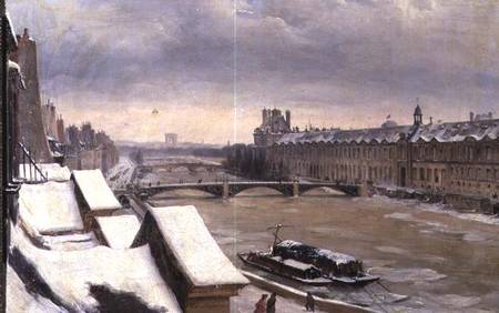 View of the Louvre in Winter van Hippolyte Victor V. Sebron
