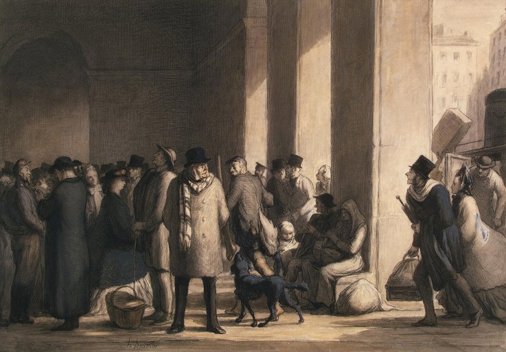 At the Gare Saint-Lazare van Honoré Daumier