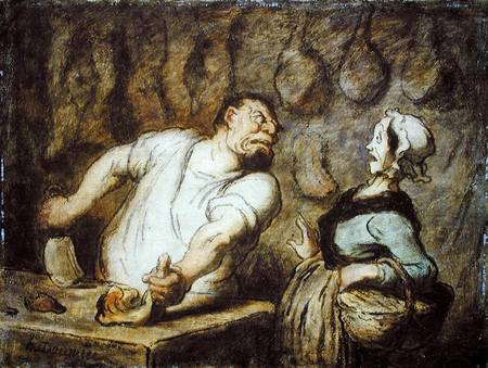 The Butcher, Montmartre Market van Honoré Daumier