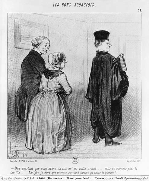 Series ''Les Bons Bourgeois'', Isn''t it marvellous to have a son who is a lawyer, plate 21, illustr van Honoré Daumier