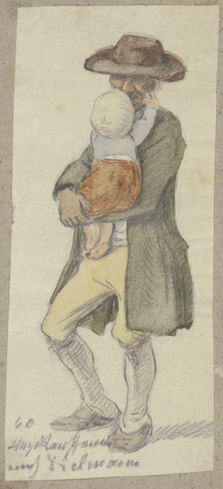 Bauer mit Kind auf dem Arm van Hugo Kauffmann