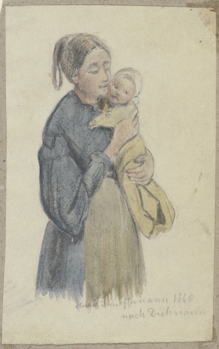 Frau mit Kind auf dem Arm van Hugo Kauffmann