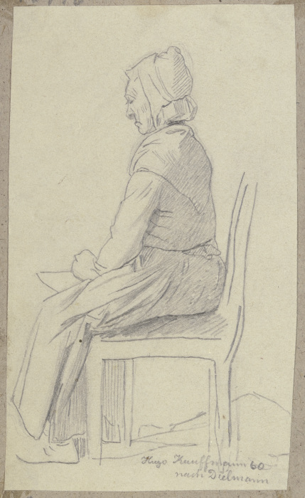 Sitting old woman van Hugo Kauffmann