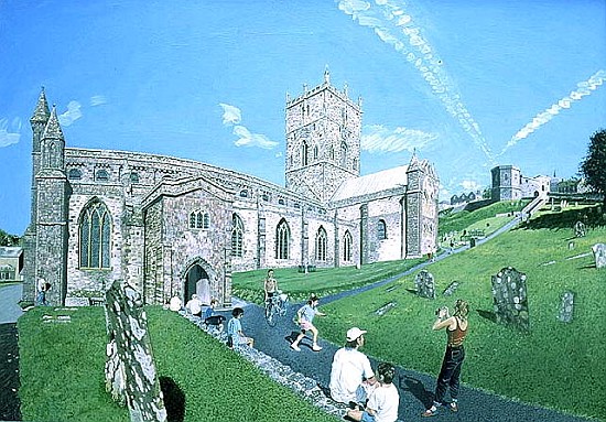 St. David''s Cathedral, Dyfed, 1994 (oil on board)  van Huw S.  Parsons