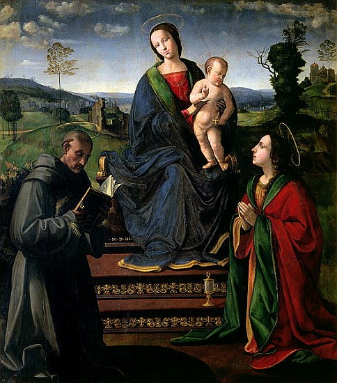 Madonna and Child with St. Francis of Assisi and St. Mary Magdalene van Il Ghirlandaio Ridolfo (Bigordi)