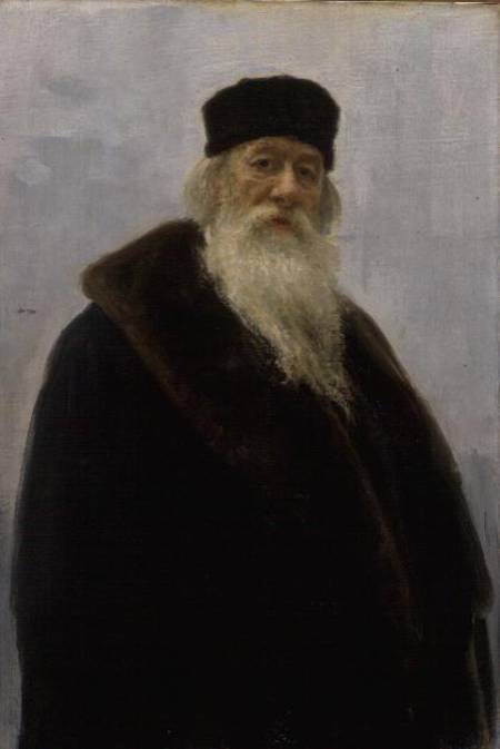 Portrait of Vladimir Vasil'evich Stasov (1824-1906) van Ilja Efimowitsch Repin