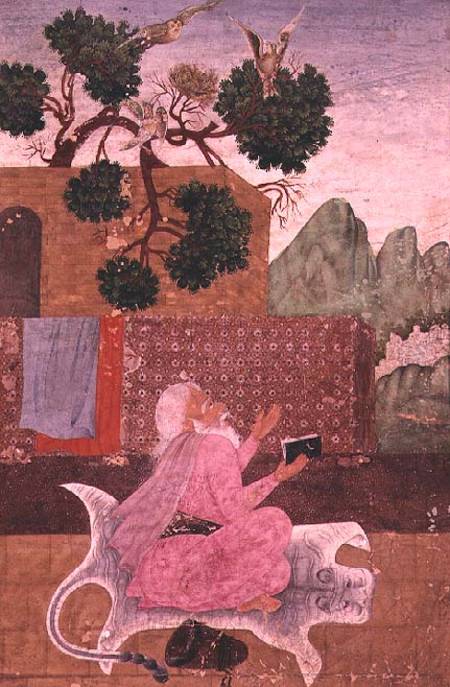 An ascetic on a tigerskin van Indian School