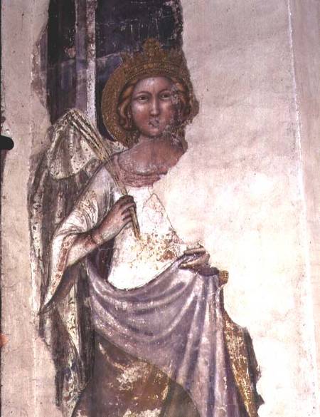 Crowned figure holding a palm frond, possibly a angel van Scuola pittorica italiana