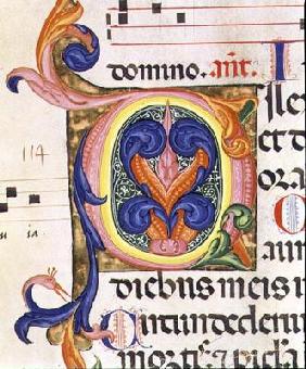 Ms 559 f.206v Historiated initial 'O', from the Psalter of Santa Maria Novella, illuminated by Paolo