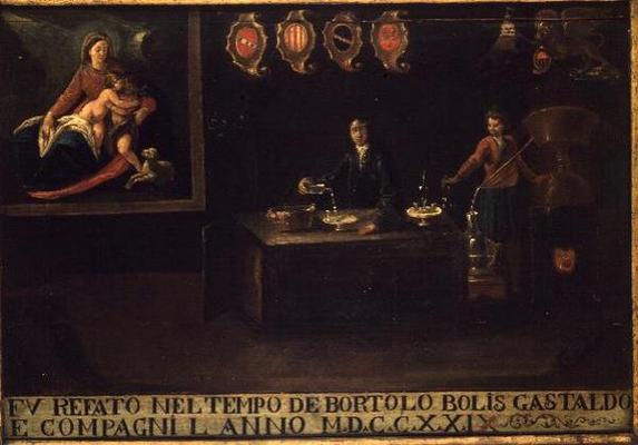 Sign of the Venetian Pharmacists' Guild, 1729 (panel) van Italian School, (18th century)