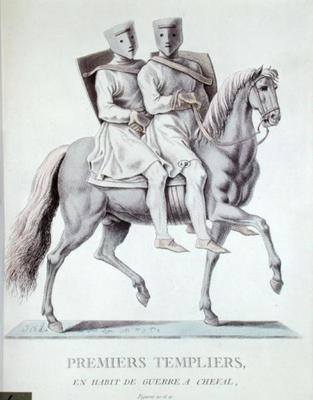 Early Mounted Knights Templars in Battle Dress, 1783 (colour litho) van Italian School, (18th century) (after)