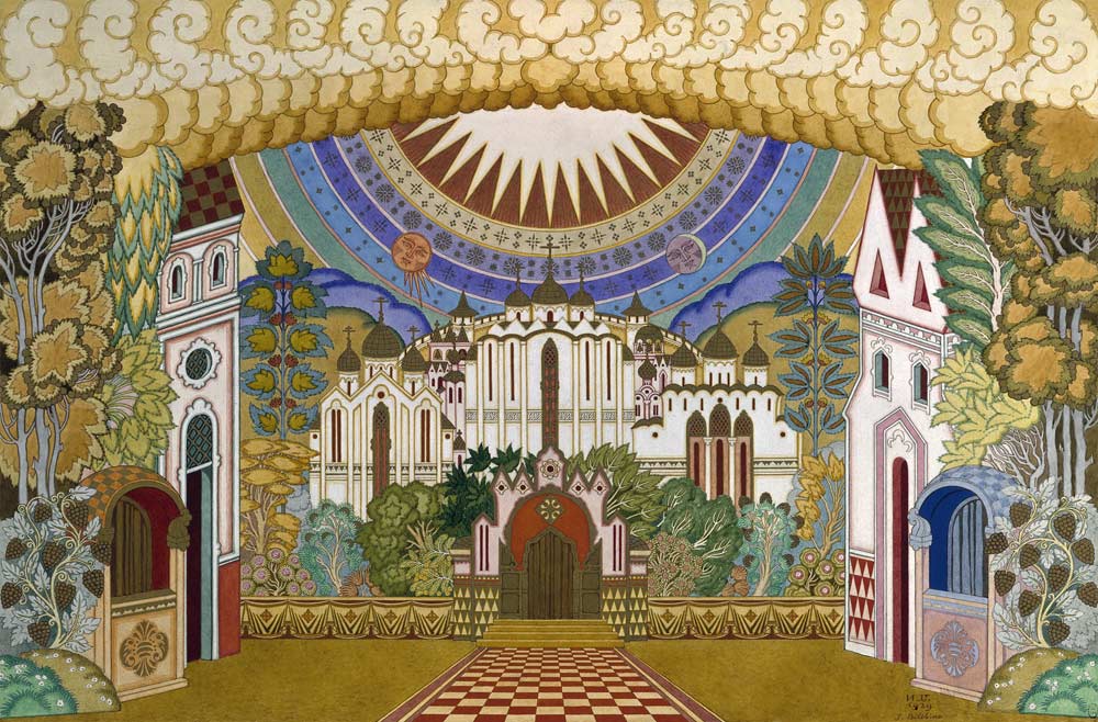 Stage design for the opera The Legend of the Invisible City of Kitezh and the Maiden Fevronia by N.  van Ivan Jakovlevich Bilibin