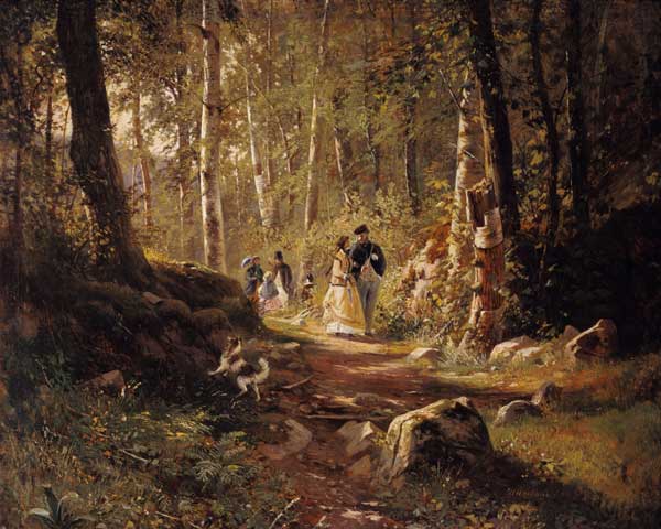 A walk in a forest van Iwan Iwanowitsch Schischkin