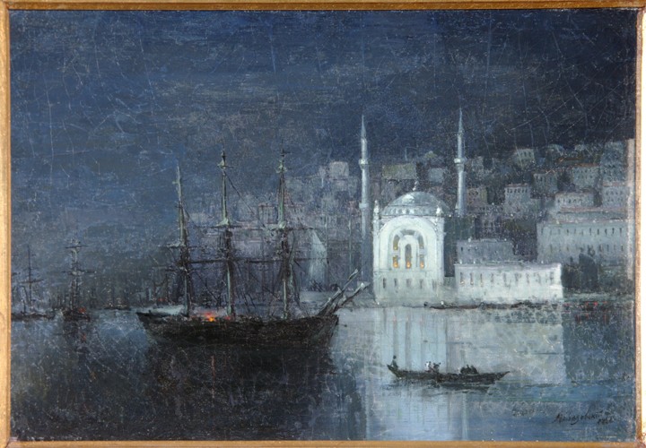 Constantinople by night van Iwan Konstantinowitsch Aiwasowski