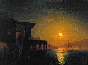 Sonnenuntergang über Konstantinopel van Iwan Konstantinowitsch Aiwasowski
