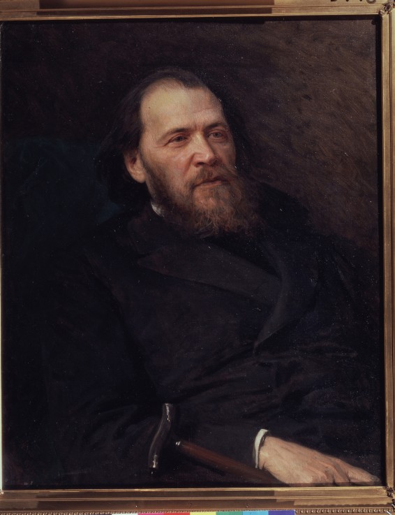 Portrait of the poet Yakov Polonsky (1820-1898) van Iwan Nikolajewitsch Kramskoi