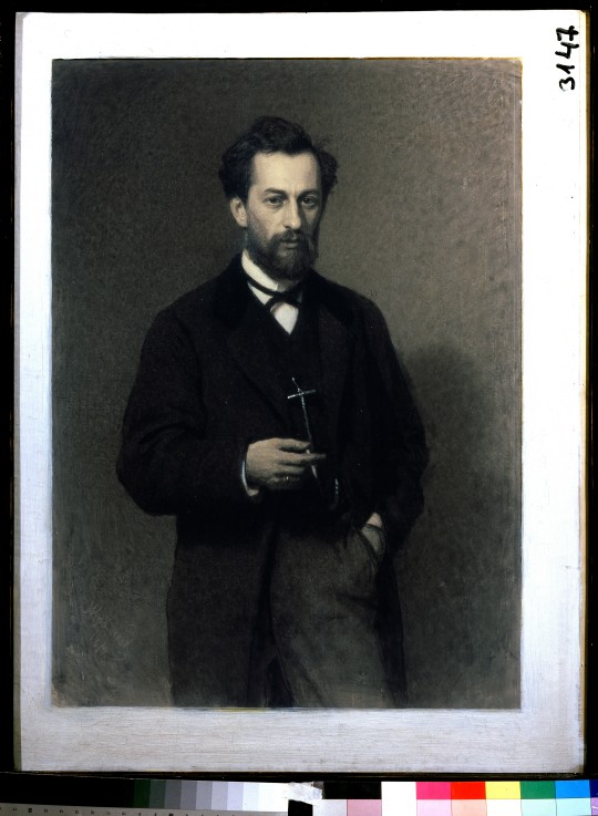 Portrait of the artist Mikhail K. Clodt (1832-1902) van Iwan Nikolajewitsch Kramskoi