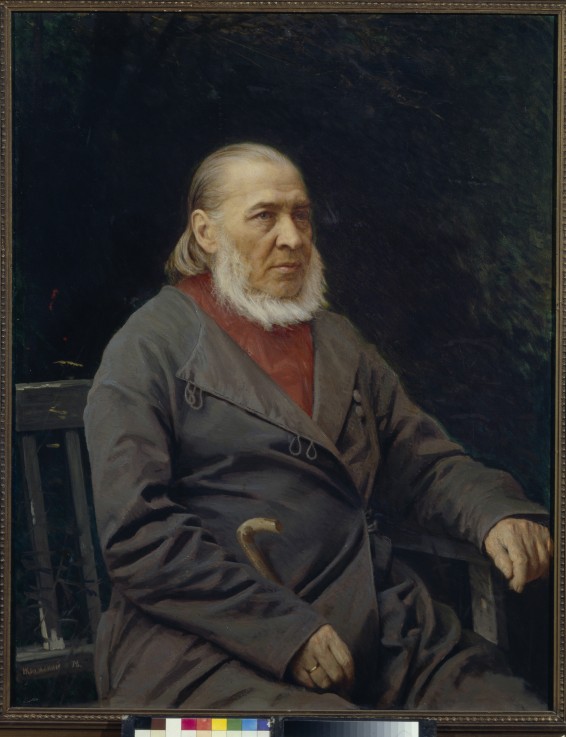 Portrait of the author Sergei T. Aksakov (1791-1859) van Iwan Nikolajewitsch Kramskoi