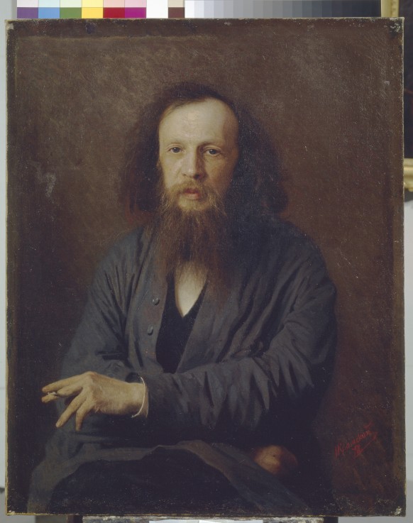 Portrait of Dmitri Mendeleev van Iwan Nikolajewitsch Kramskoi