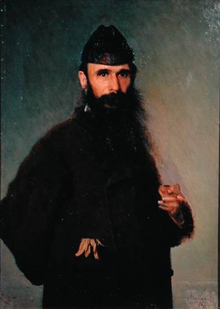 Portrait of Alexander Litovtchenko (1835-90) van Iwan Nikolajewitsch Kramskoi