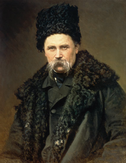 Portrait of the Ukranian Author Taras Grigorievich Shevchenko (1814-61) van Iwan Nikolajewitsch Kramskoi