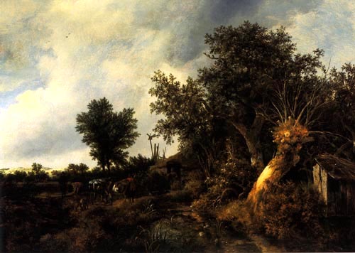 Landschaft mit Hütte van Jacob Isaacksz van Ruisdael