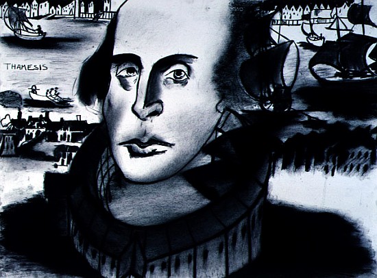 William Shakespeare (1564-1616) 1994 (charcoal on paper)  van Jacob  Sutton