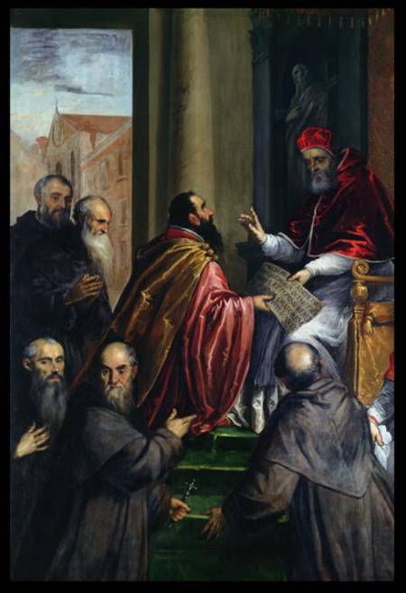 Pope Paul IV Handing over a Statute van Jacopo Palma il Giovane