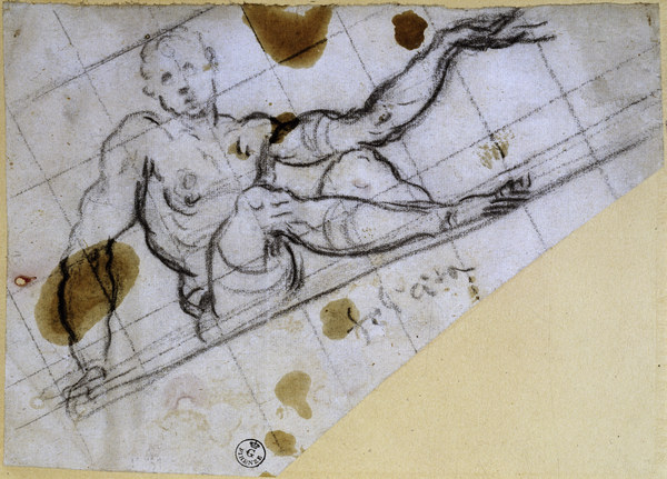 J.Tintoretto, Studie sitzender Mann van Jacopo Robusti Tintoretto