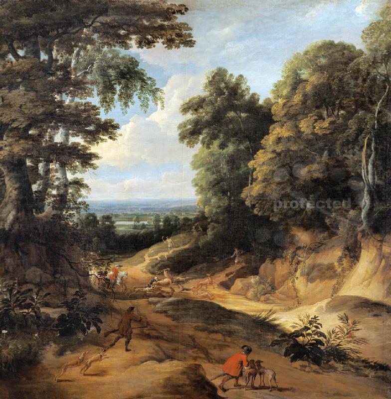 Landschap met hoge bomen (De Waldweg)